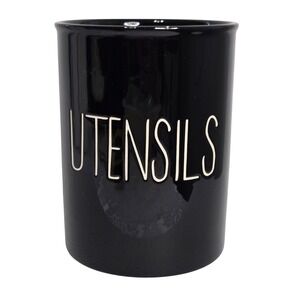 Barnyard Designs Black Ceramic Utensil Holder Farmhouse Kitchen Crock Organizer